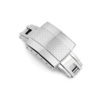 18mm Deployment Buckle / Butterfly Watch Clasp with Tatami Pattern, Brushed
