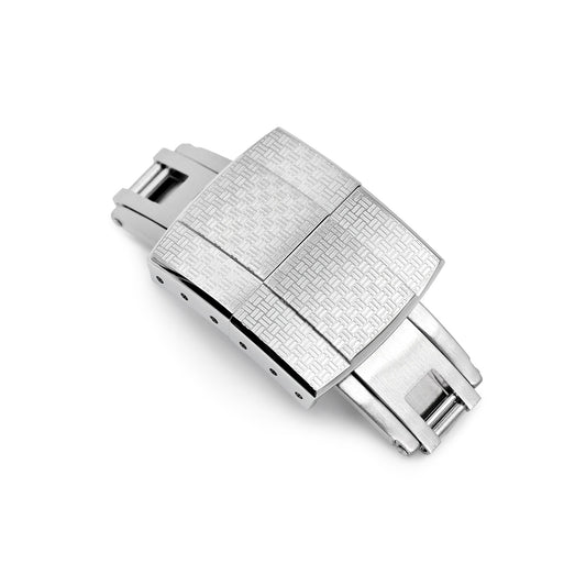 18mm Deployment Buckle / Butterfly Watch Clasp with Tatami Pattern, Brushed