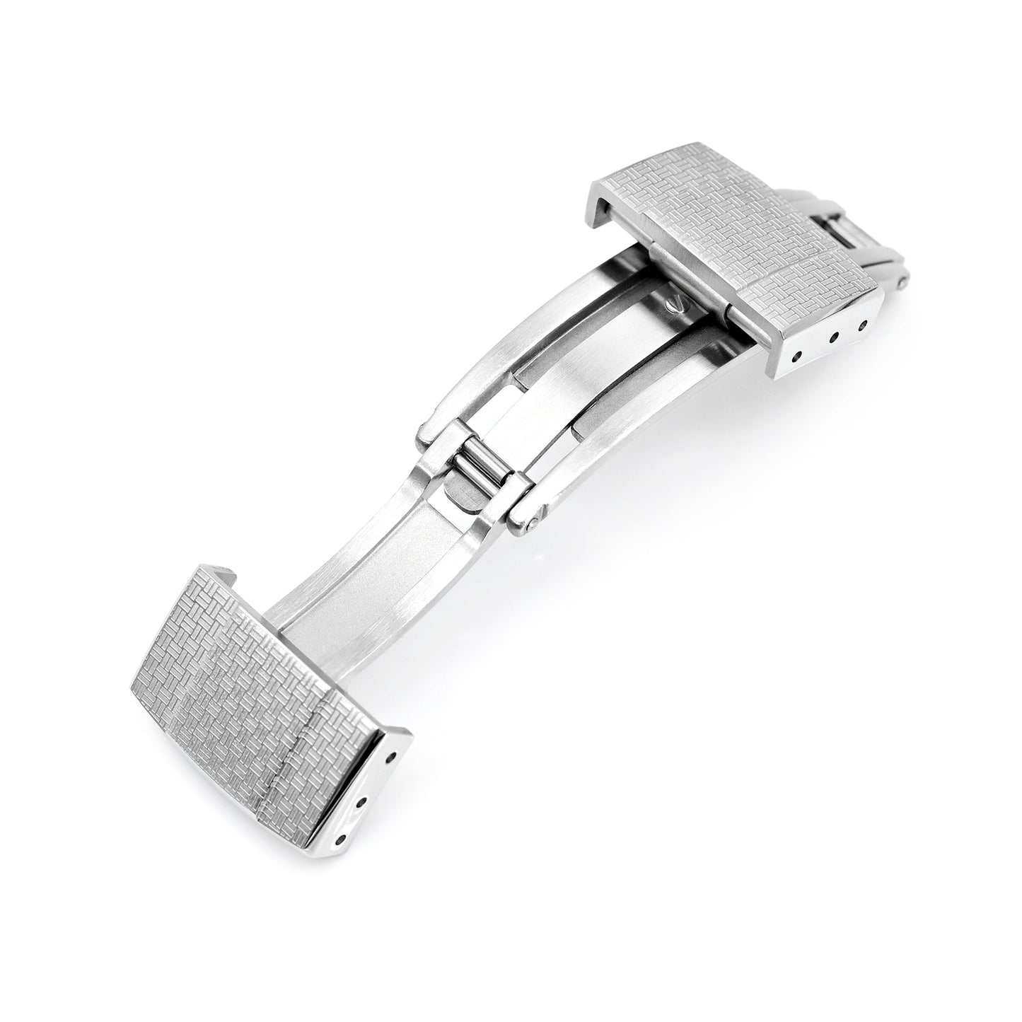 18mm Deployment Buckle / Butterfly Watch Clasp with Tatami Pattern, Brushed