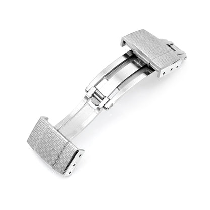 18mm Deployment Buckle / Butterfly Watch Clasp with Tatami Pattern, Brushed