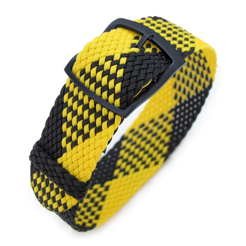 Perlon strap, Black & Yellow, PVD Black