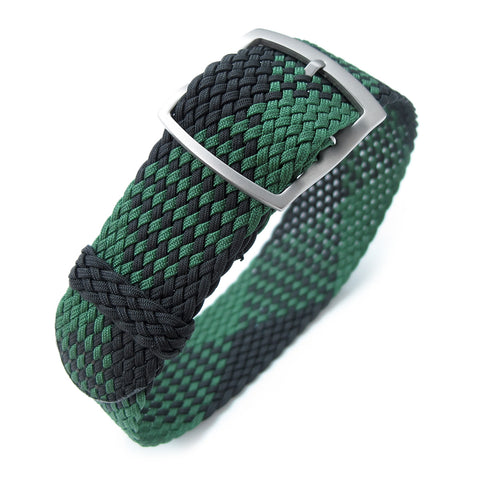 Perlon strap, Black & Green, Sandblasted