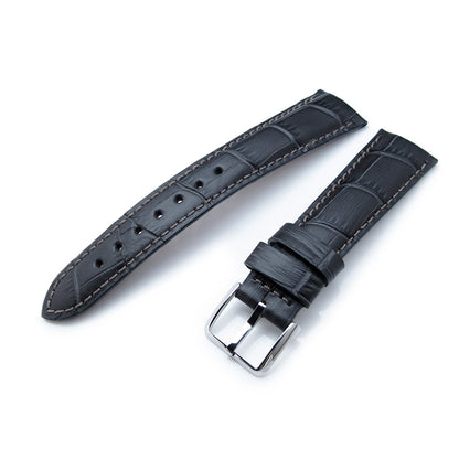 MiLTAT Dark Grey CrocoCalf Curved end, Grey St.