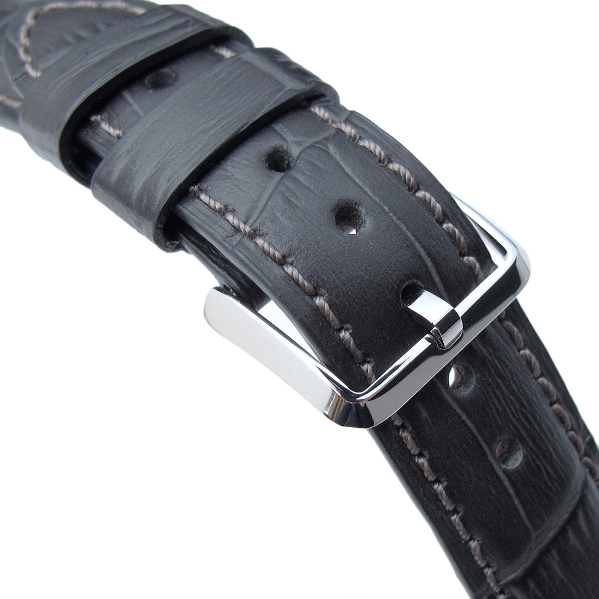 MiLTAT Dark Grey CrocoCalf Curved end, Grey St.