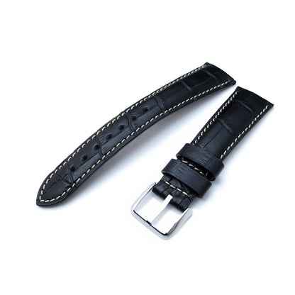 MiLTAT Black CrocoCalf Curved end, Beige St.