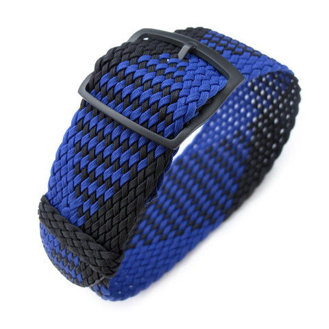 Perlon strap, Black & Blue, PVD Black