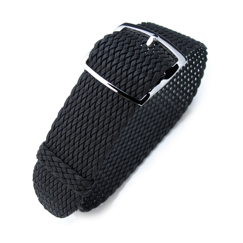 Perlon strap, Black, Polished