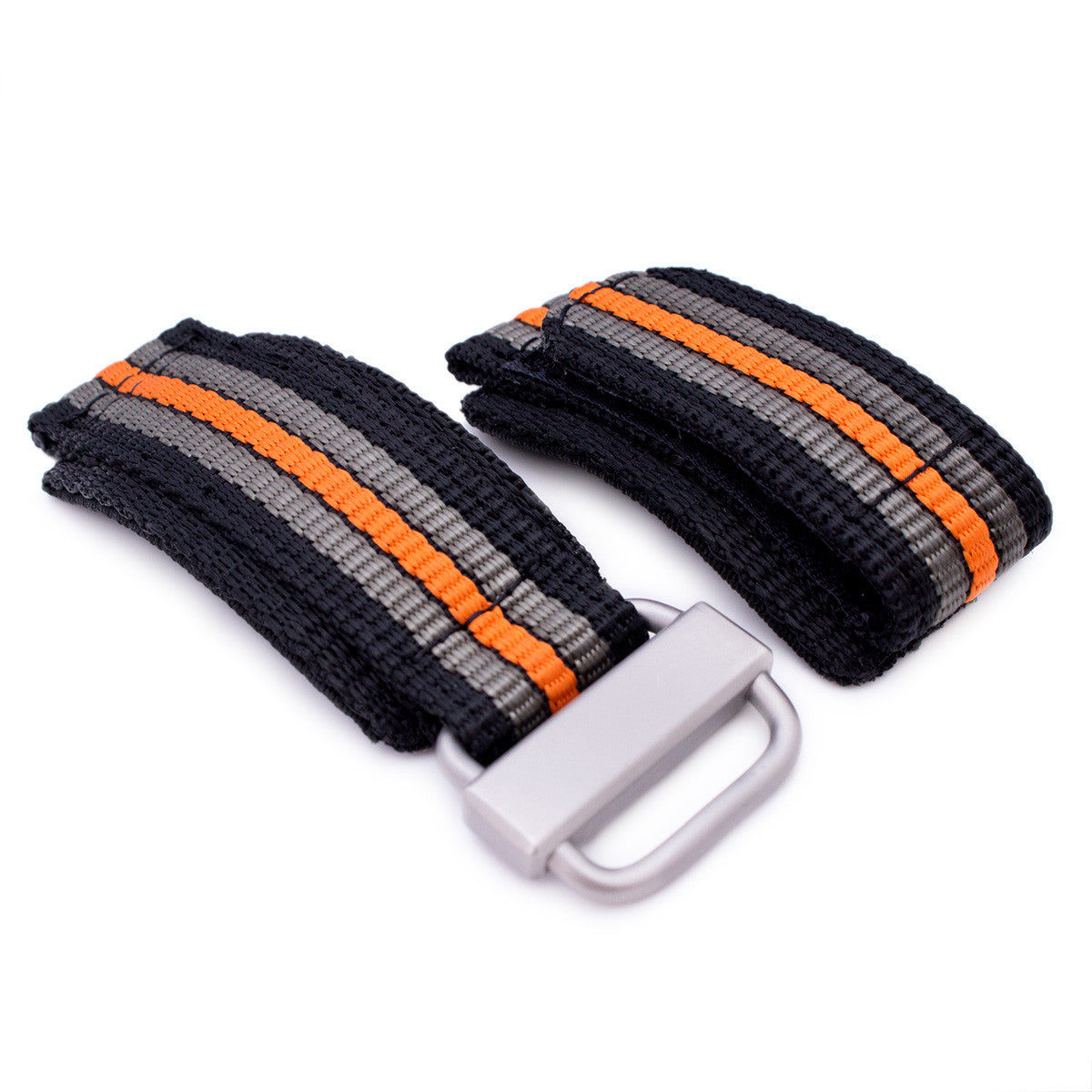 Black, Khaki & Orange 3D Nylon Hook and Loop Fastener Watch Strap, Sandblasted