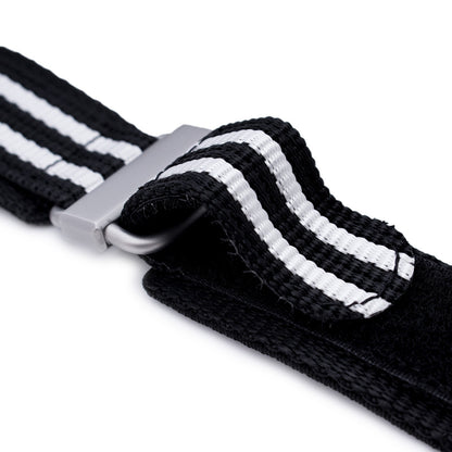 Black & White Nylon Hook-and-loop watch strap, Sandblasted