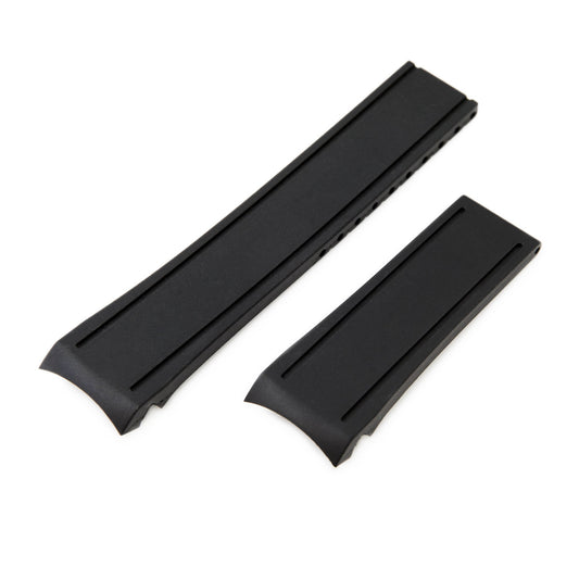 Black Curved End Rubber compatible with Seiko MM300 SBDX001, No Buckle