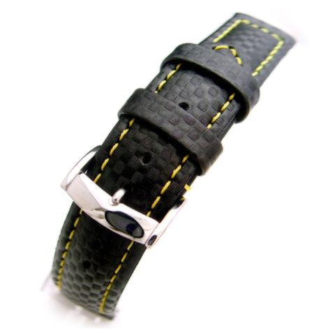 20mm Black Carbon Fiber Watch Strap