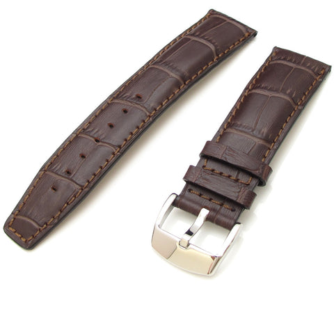 Maroon CrocoCalf Strap with Polished Buckle