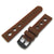 Brown Punch Holes Silicone Strap, PVD Black Buckle