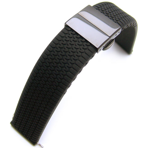Tire Tread Silicone on PVD Black D-Buckle