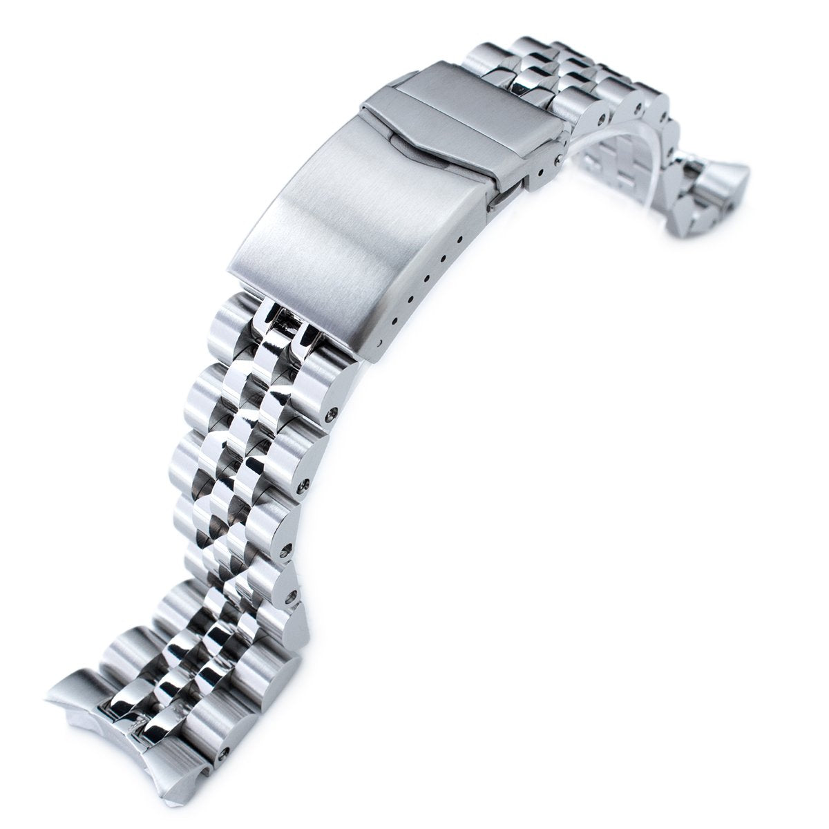 22mm Angus-J Louis Watch Band for Seiko GMT SSK001, 316L Stainless Steel Brushed V-Clasp