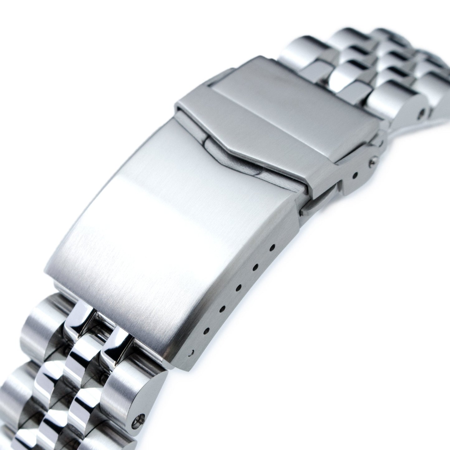 22mm Angus-J Louis Watch Band for Seiko GMT SSK001, 316L Stainless Steel Brushed V-Clasp