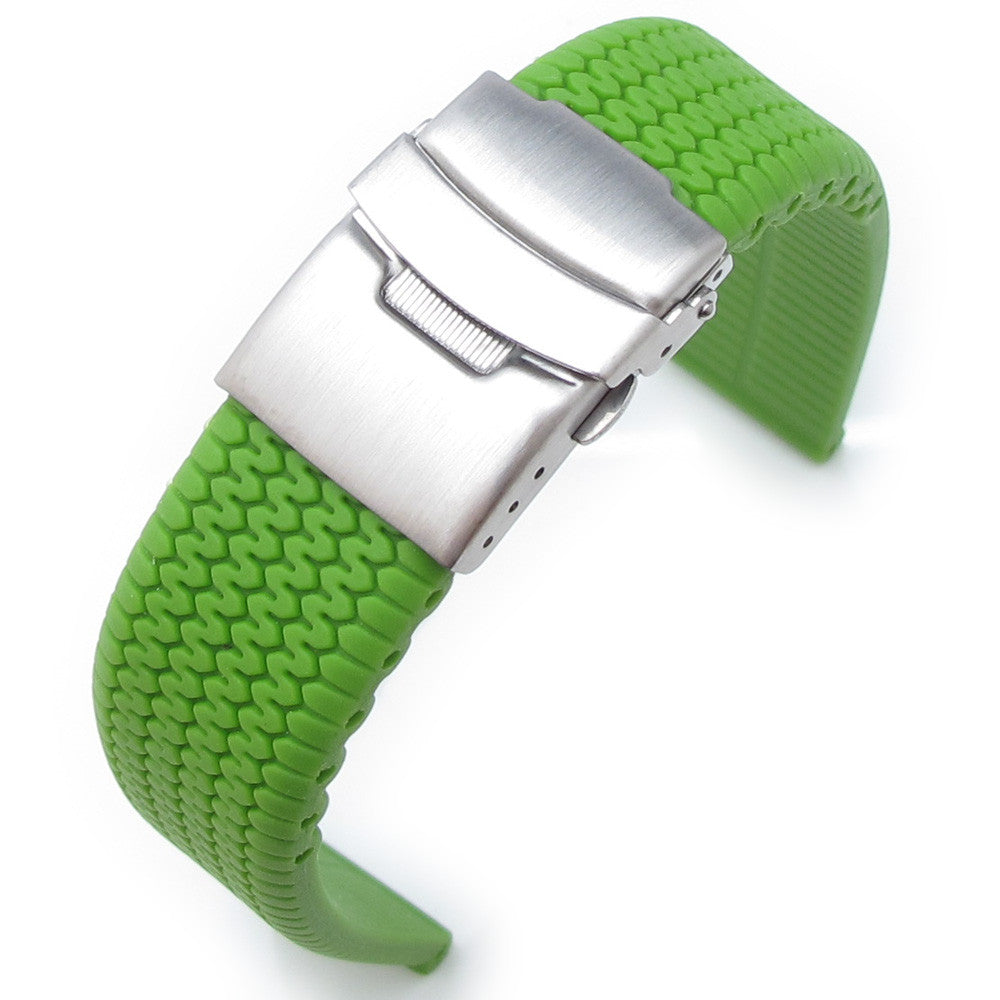 Tire Tread Silicone Watch Strap, Brushed Clasp