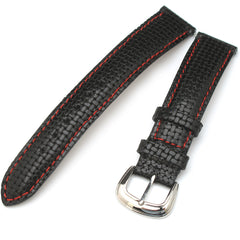 18mm  Genuine Italian Calf Black Knit Strap
