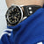20mm to 23mm Pilot Black Kevlar Finish Rivet Lug Watch Strap, Beige Stitching, Brushed