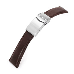 20mm One-piece Italian Brown Leather Diver Watch Strap | Strapcode 