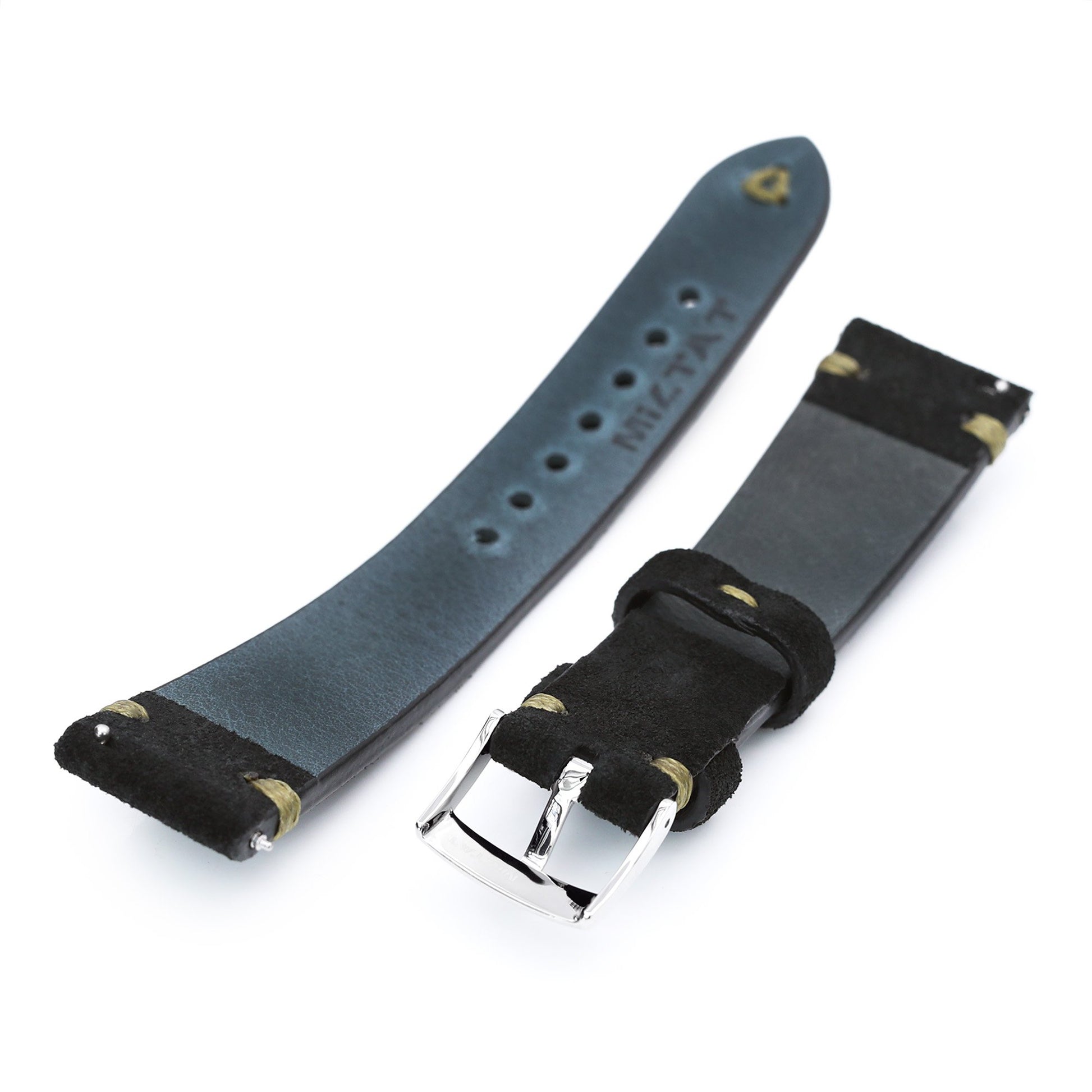 20mm Black Quick Release Italian Suede Leather Watch Strap | Strapcode