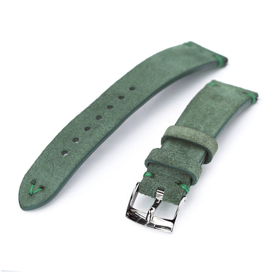 20mm Green Quick Release Italian Suede Leather Watch Strap | Strapcode