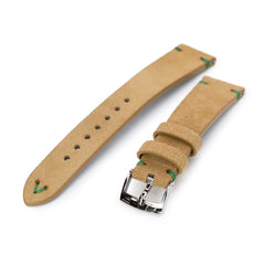20mm Khaki Quick Release Italian Suede Leather Watch Strap | Strapcode