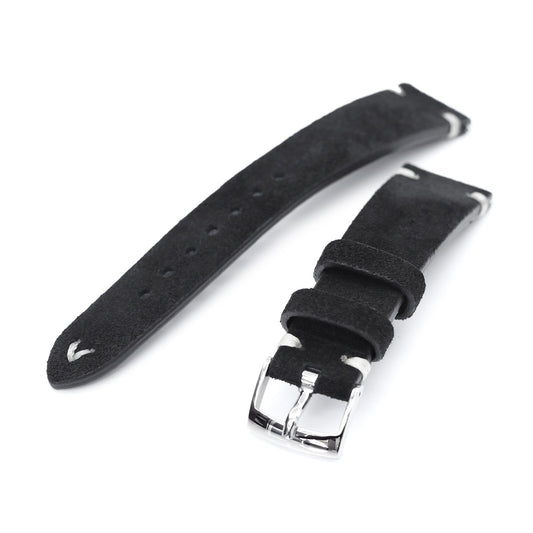 20mm Black Quick Release Italian Suede Leather Watch Strap | Strapcode