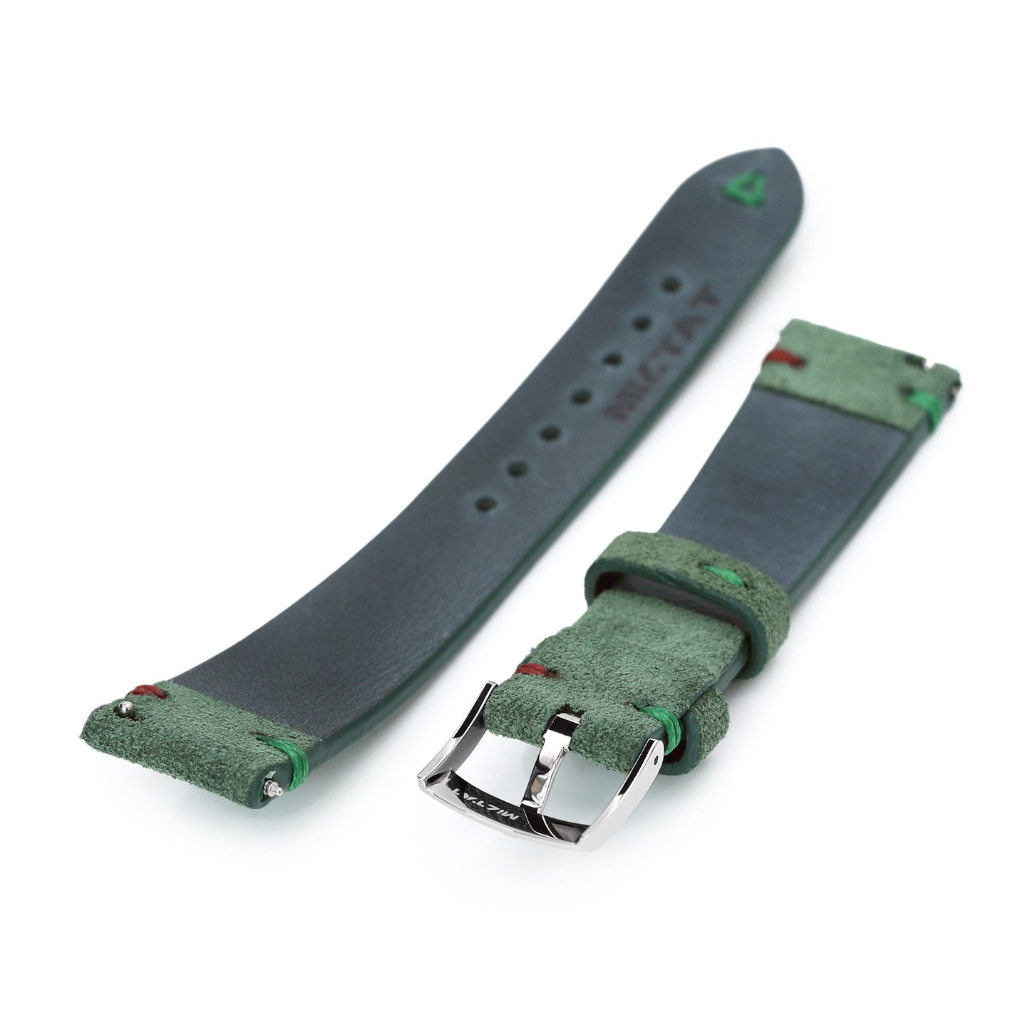 20mm Green Quick Release Italian Suede Leather Watch Strap | Strapcode