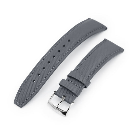 20mm or 22mm Military Grey Finish  Watch Strap, Grey Stitching, Polished