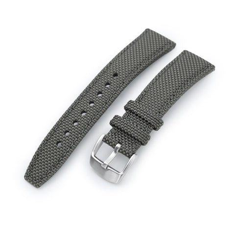 Strong Texture Woven Nylon Military Grey Watch Strap, Brushed