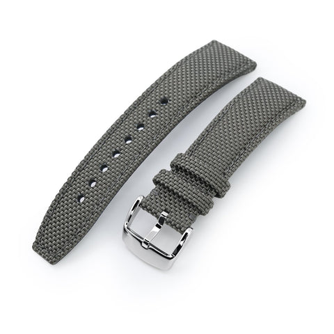 Strong Texture Woven Nylon Military Grey Watch Strap, Polished