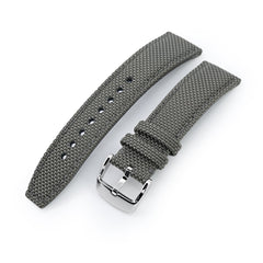 20mm, 21mm or 22mm Strong Texture Woven Nylon Military Grey Watch Strap, Polished