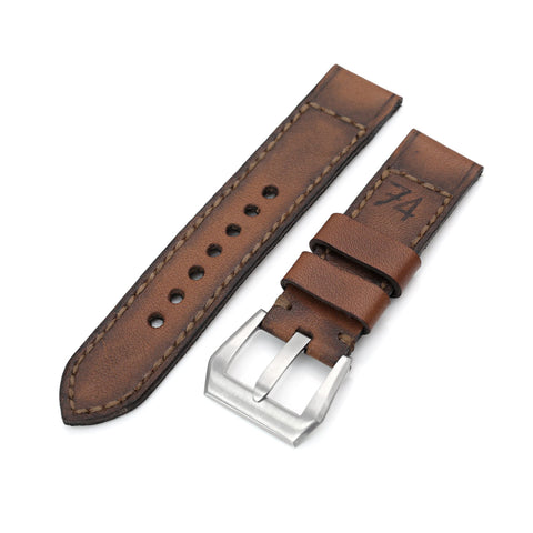 22mm Gunny X MT '74' Brown Handmade Quick Release Leather Strap