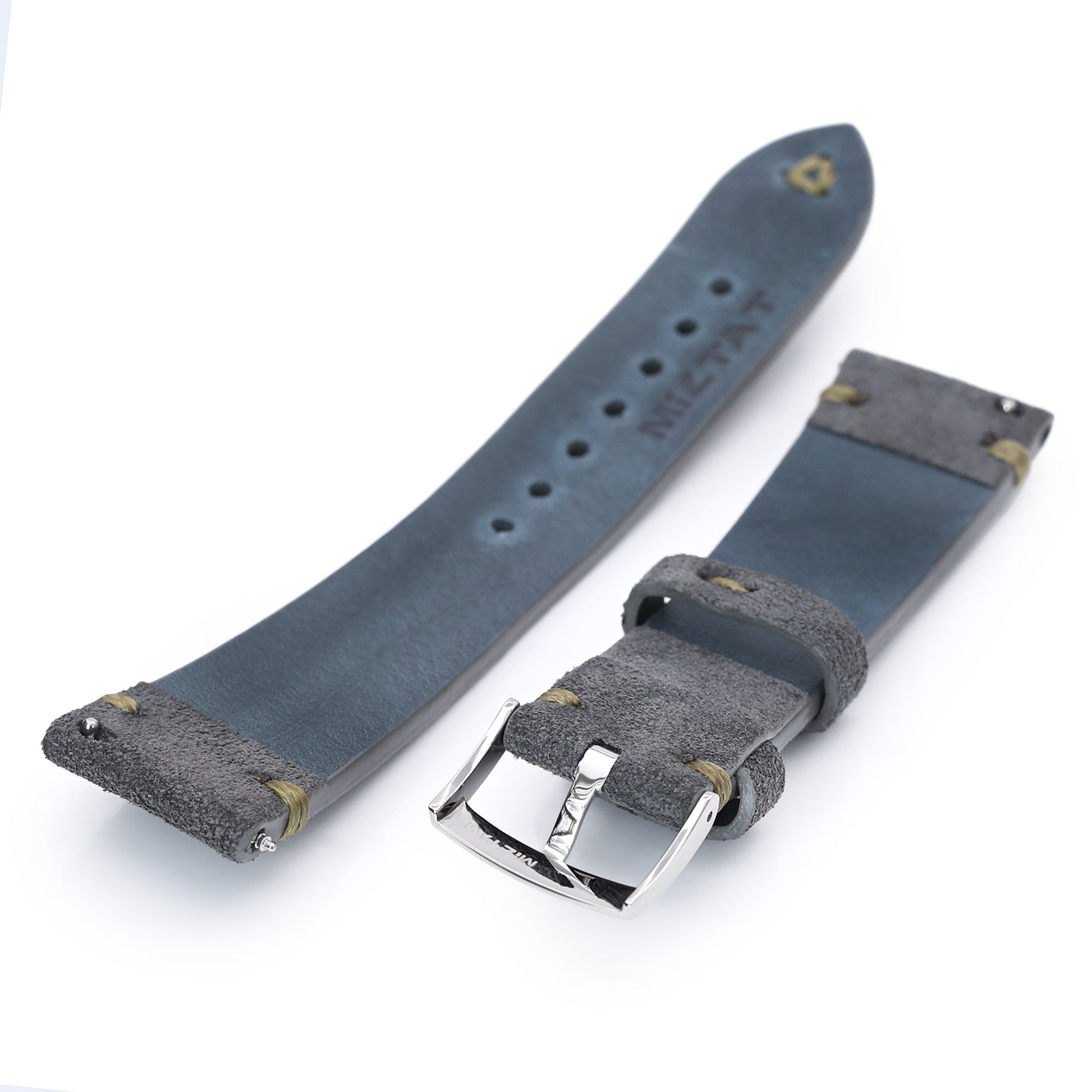 22mm Grey Quick Release Italian Suede Leather Watch Strap | Strapcode