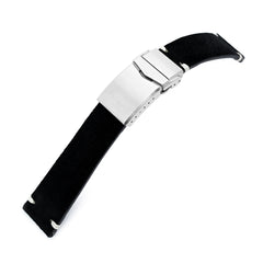 20mm or 22mm MiLTAT Black Genuine Leather One-piece Suede Quick Release Watch Strap V-Clasp Taikonaut Watch Bands