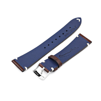 20mm, 21mm or 22mm MiLTAT Genuine American Alligator Square Scale, Semi Matte Dark Brown Watch Strap