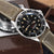 MiLTAT 21mm, 22mmmm Genuine Olive Brown Distressed Leather Watch Strap Extra Soft, Beige Stitching