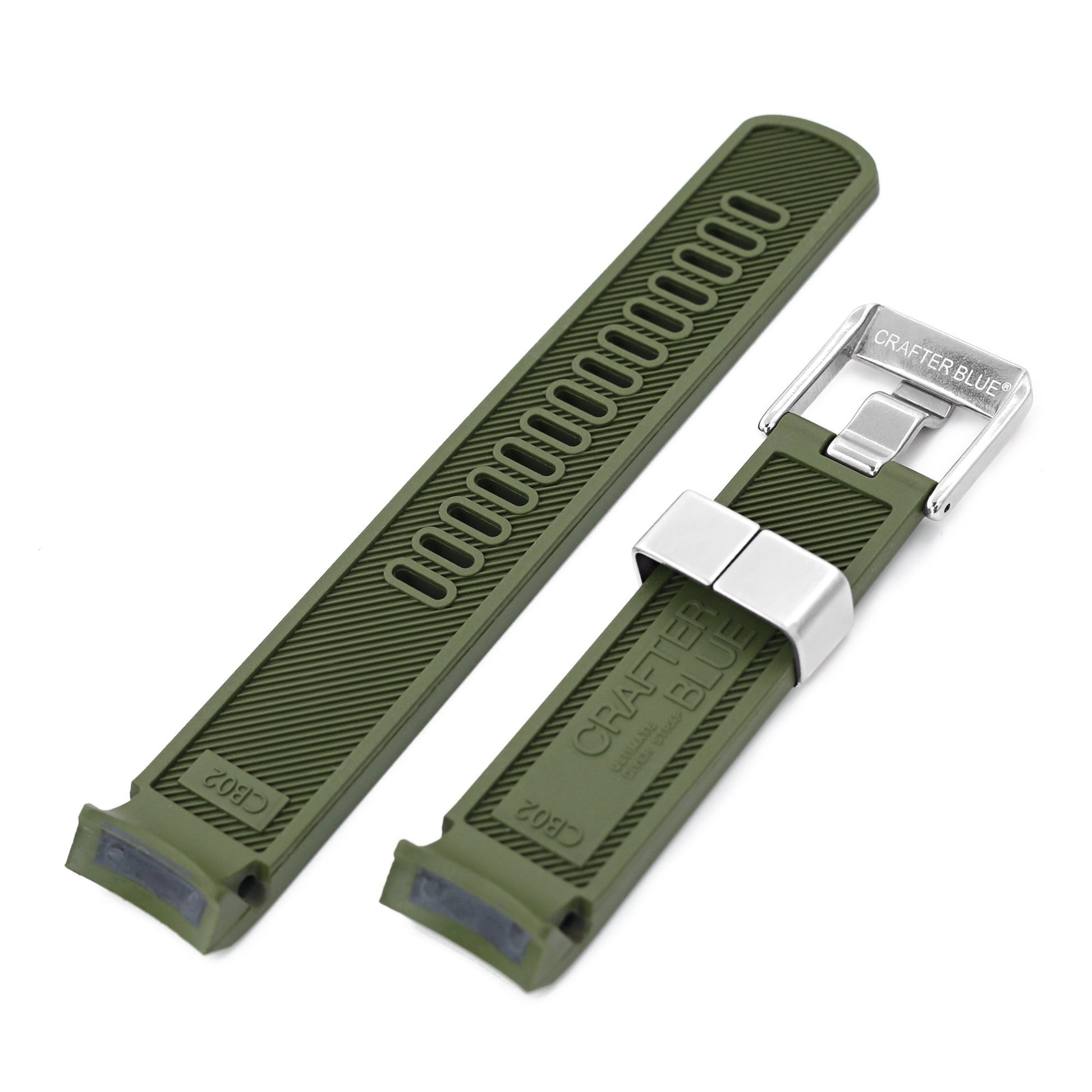Seiko Green Sumo SPB103 Curved End Lug Rubber Watch Band |Crafter Blue