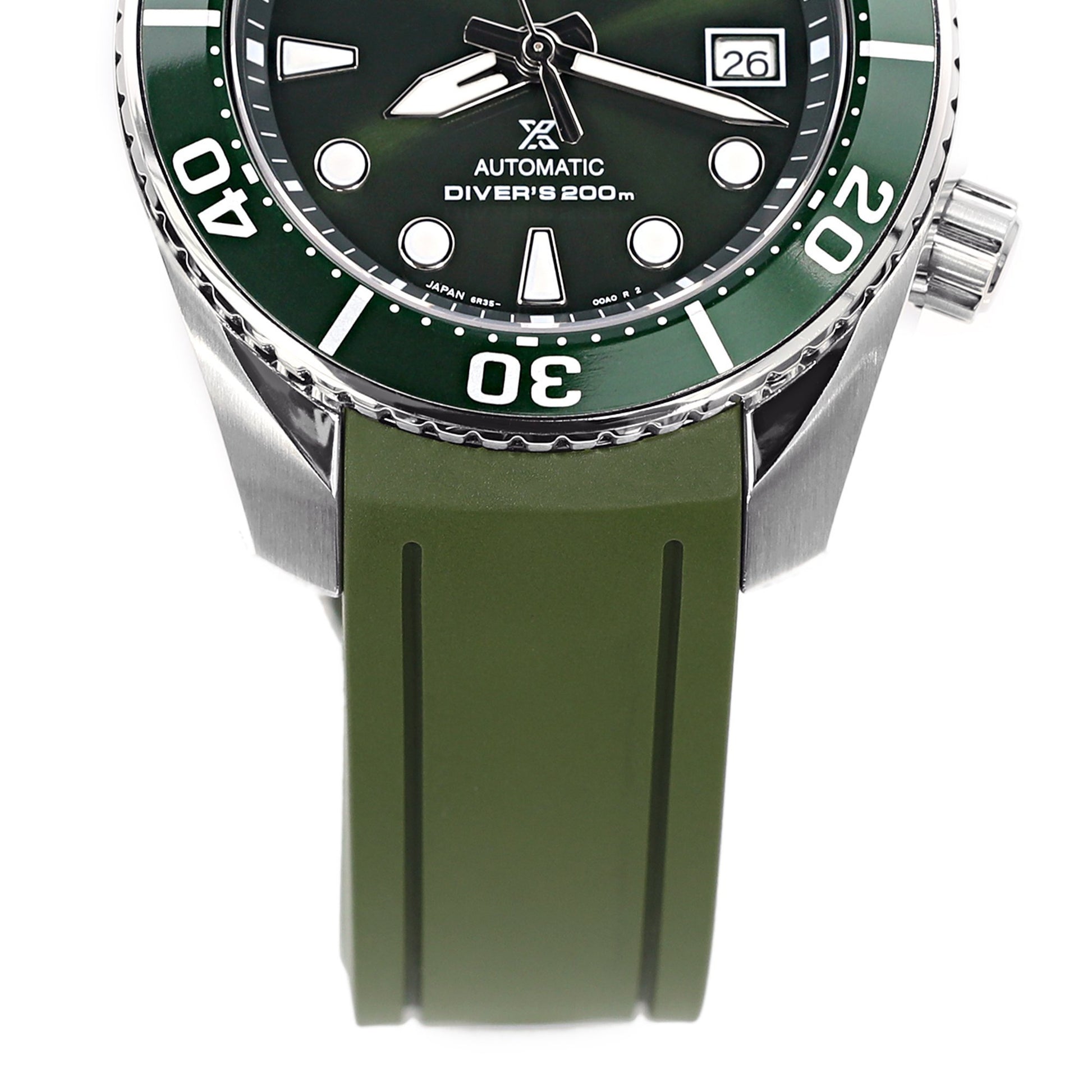 Seiko Green Sumo SPB103 Curved End Lug Rubber Watch Band |Crafter Blue