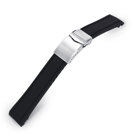 Black Curved End Rubber compatible with Seiko MM300 SBDX001