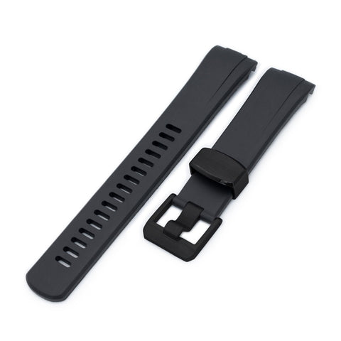 Black Curved End Rubber compatible with Seiko Turtle SRP777, PVD