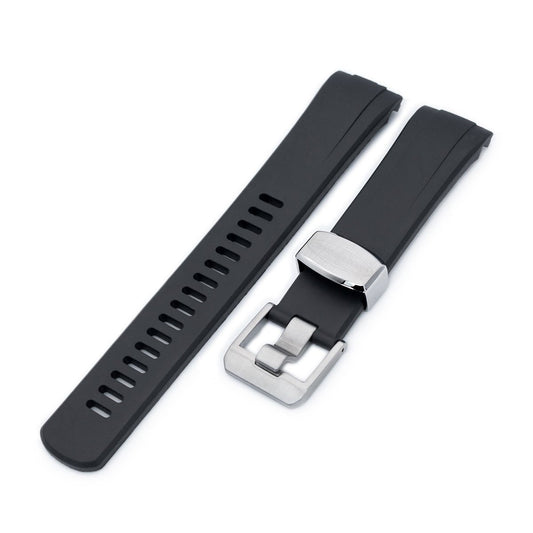 Seiko Turtle Crafter Blue Black Curved End Rubber Straps | Strapcode