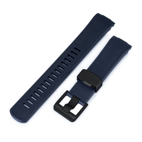 Blue Curved End Rubber compatible with Seiko Turtle SRP777, PVD