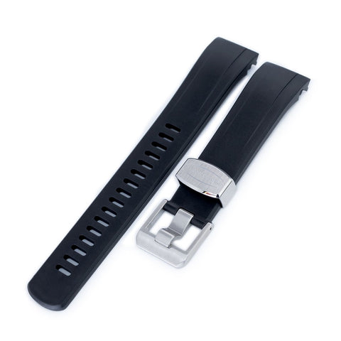 Black Curved End Rubber Strap compatible with Seiko Samurai SRPB51