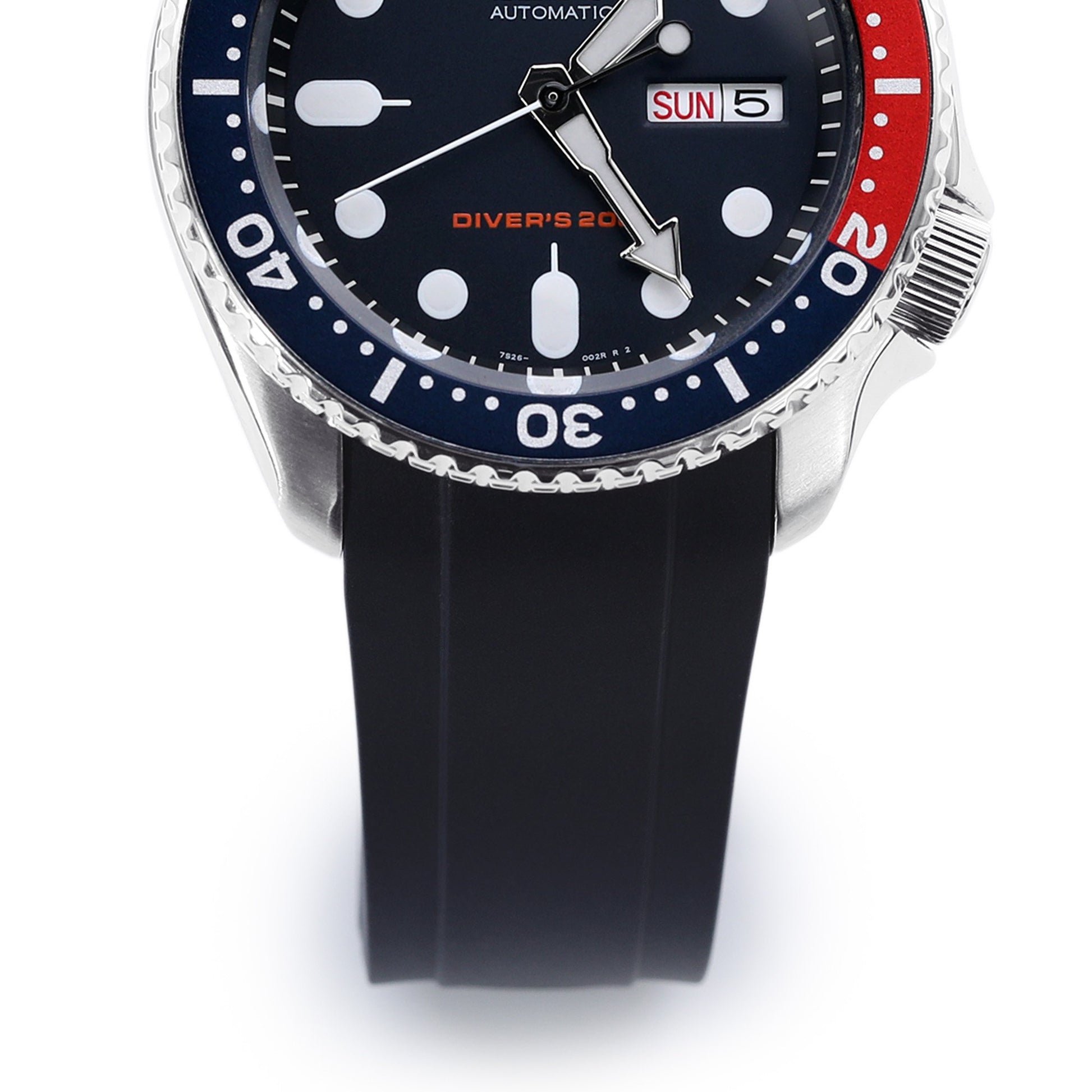 Seiko SKX007 Mod Fitted Curved End Lug Rubber Watch Band |Crafter Blue