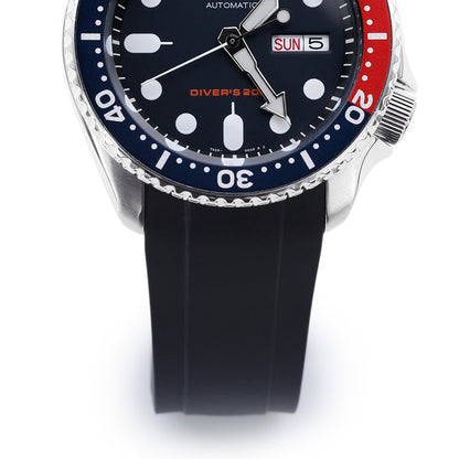 Seiko SKX007 Mod Fitted Curved End Lug Rubber Watch Band |Crafter Blue