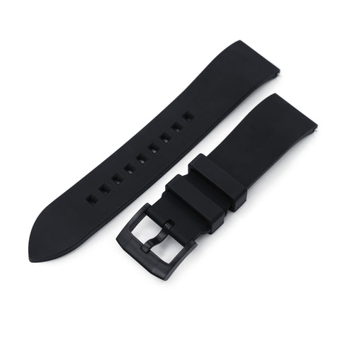 Straight End FKM Black Rubber Quick Release, PVD Buckle