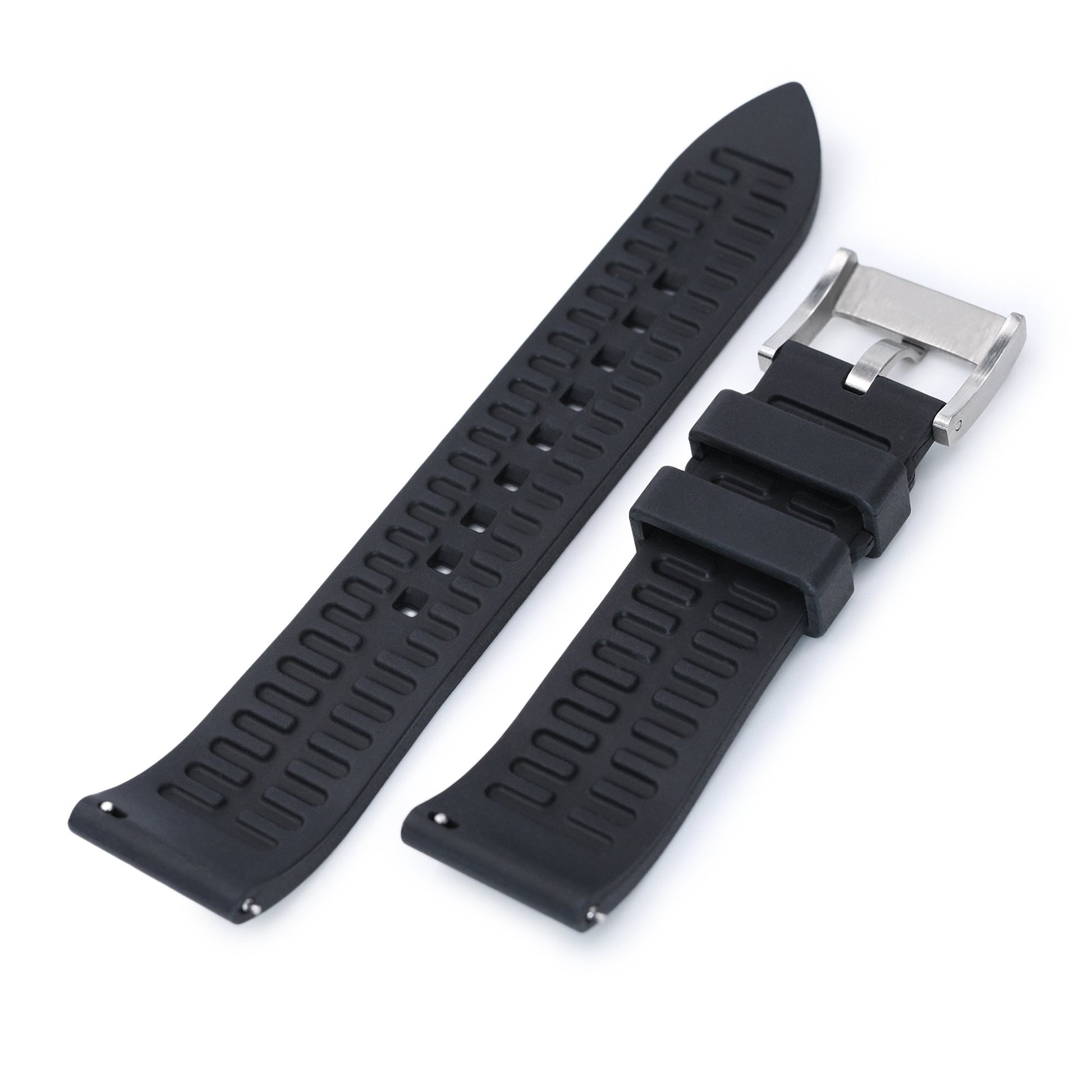 22mm Straight End Black FKM Rubber Quick Release Watch Band |Strapcode