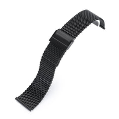 20mm, 22mm Tapered Milanese Wire Mesh Band, PVD Black